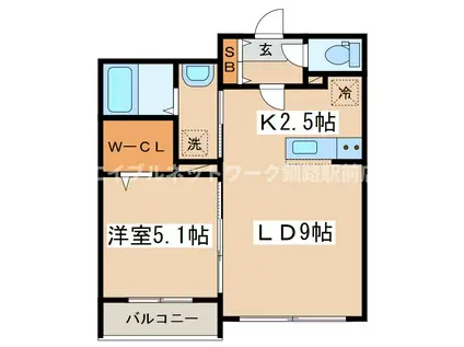 グレイス ティアラ(1LDK/4階)の間取り写真