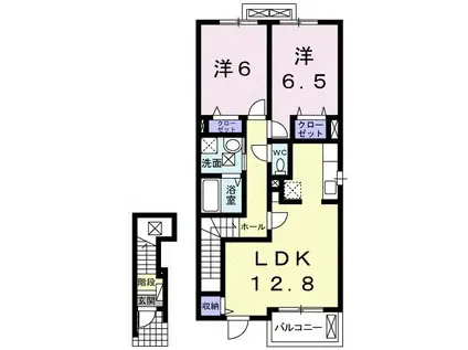 プロムナード秋根A(2LDK/2階)の間取り写真