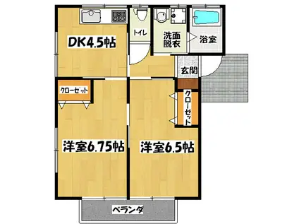 スマイル光A(2DK/1階)の間取り写真