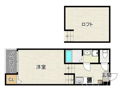 VERS LES REVERS(1K/1階)の間取り写真