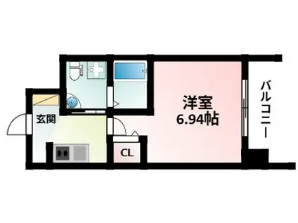 セレニテ江坂ルフレ(1K/2階)の間取り写真