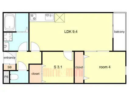 EIJU加島B(1SLDK/3階)の間取り写真