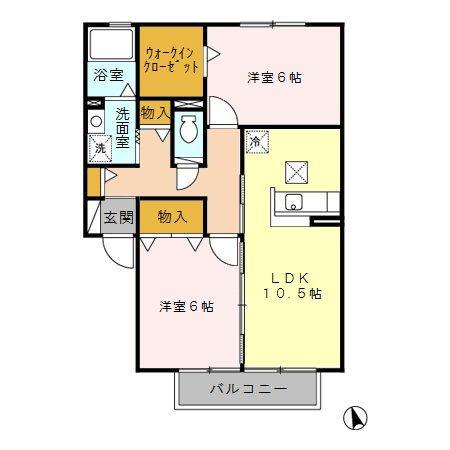 ラフィネ壱・弐番館(2LDK/1階)の間取り写真