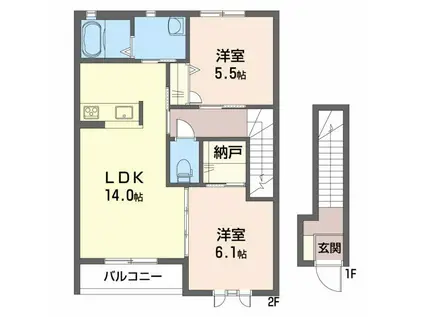 シャーメゾンアーク(2LDK/2階)の間取り写真