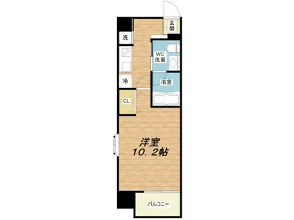 アーデン江戸堀(1K/3階)の間取り写真