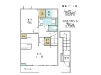 アイ・ラフィーネ(1LDK/2階)の間取り写真