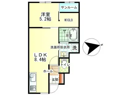 SALT(1LDK/1階)の間取り写真