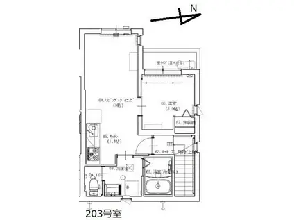 セレーノ祐天寺(1LDK/2階)の間取り写真