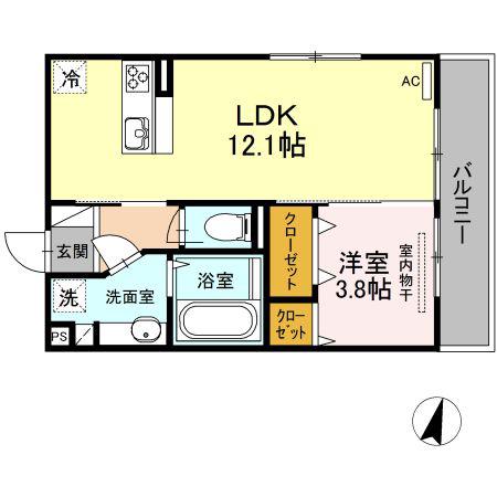 ラ・ティアラ(1LDK/3階)の間取り写真