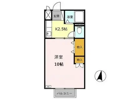 ソシアII(1K/2階)の間取り写真