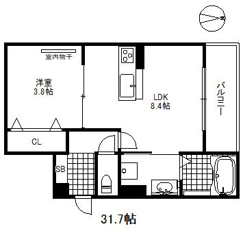 ザ クロス(1LDK/2階)の間取り写真