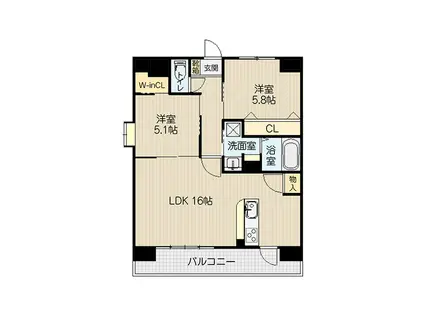 CLOWDIO熊本南(2LDK/6階)の間取り写真