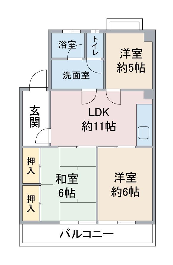 エレガンス柴(3LDK/3階)の間取り写真