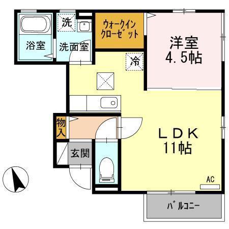 シュクレール・フォー(1LDK/1階)の間取り写真