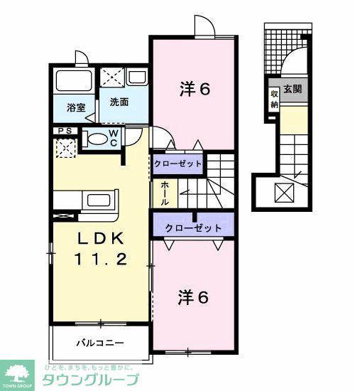 ヴァン シュヴァルI(2LDK/2階)の間取り写真