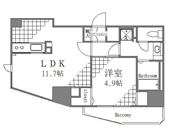 プレスタイル入谷II(1LDK/5階)の間取り写真