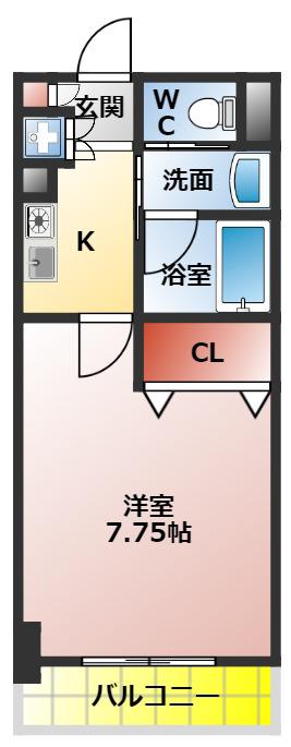 リヴィックスマンション(1K/5階)の間取り写真
