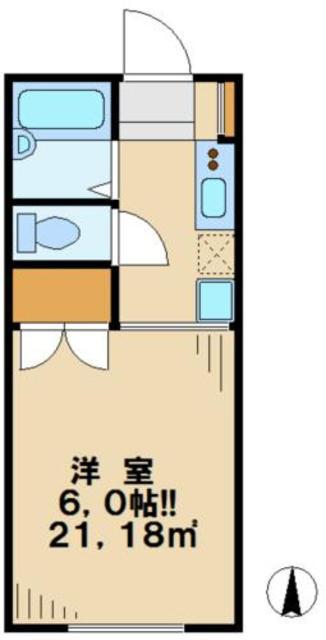 京王線 百草園駅 徒歩5分 2階建 築35年(1K/1階)の間取り写真