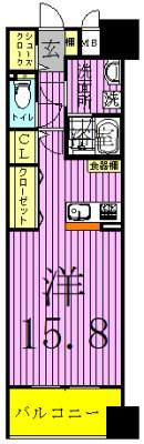 ロイヤルパークスシーサー南千住(1K/2階)の間取り写真
