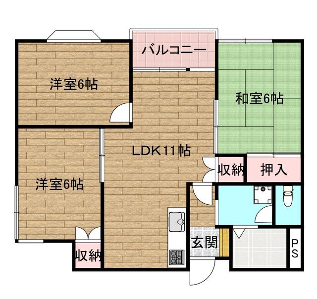 メゾンフラグランス(3LDK/2階)の間取り写真