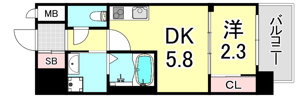 セレニテ南堀江エクラ(1DK/3階)の間取り写真