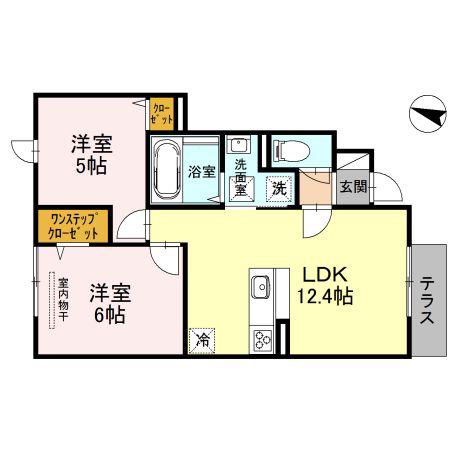 クレア A棟(2LDK/1階)の間取り写真