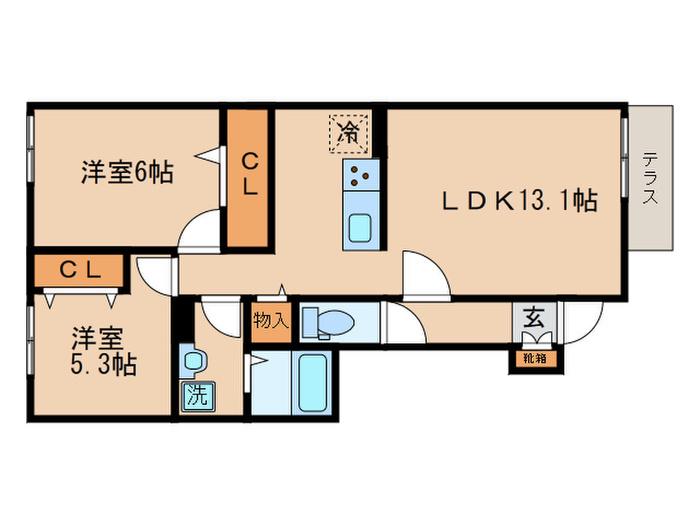 アクシスH(2LDK/1階)の間取り写真