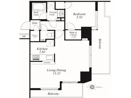 レグノ・グランデ一番町タワー(1LDK/3階)の間取り写真