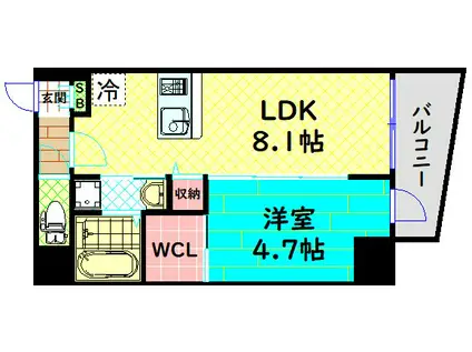 レオンコンフォート難波アッシュ(1LDK/7階)の間取り写真