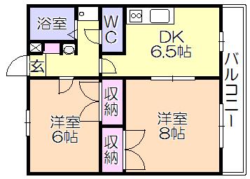 パークサイド2番館(2DK/1階)の間取り写真