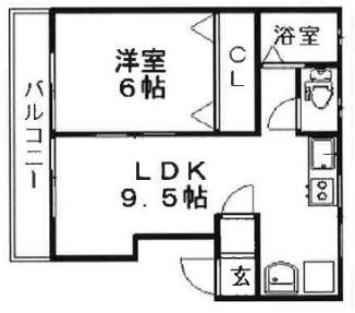 ホーエーハイツ(1LDK/2階)の間取り写真