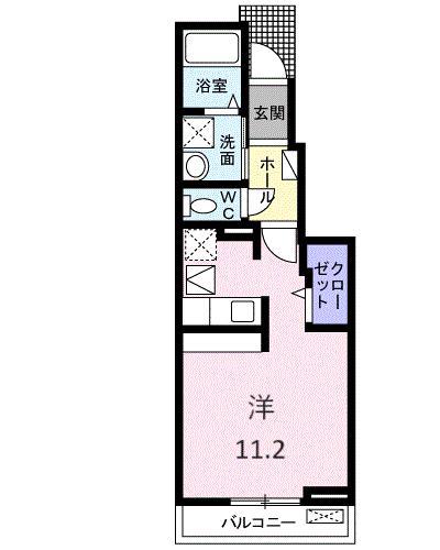 ブルローネ(1K/1階)の間取り写真
