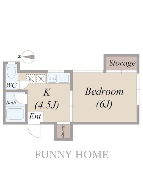 COURTYARD HOUSE(1K/2階)の間取り写真