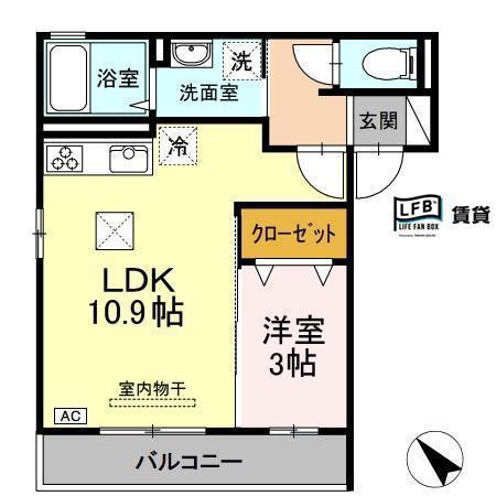 ムーンハイランドヴィレッジ(1LDK/1階)の間取り写真