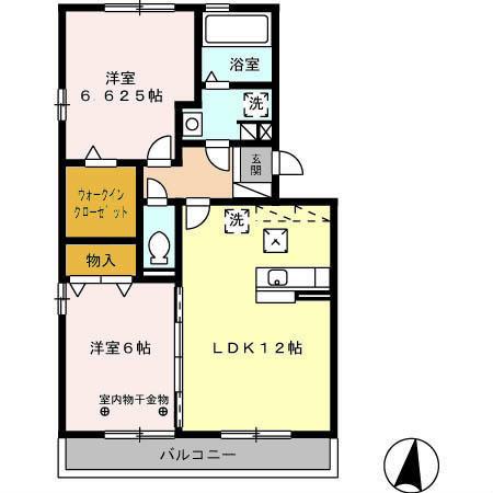 フェリーチェ A(2LDK/3階)の間取り写真