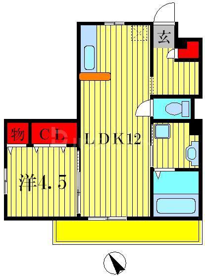 グランドゥールIII(1LDK/1階)の間取り写真
