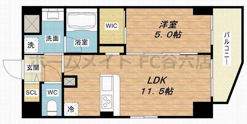 ルアナ北梅田(1LDK/7階)の間取り写真