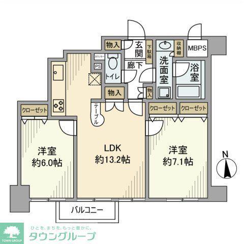 日神パレステージ西麻布(2LDK/10階)の間取り写真