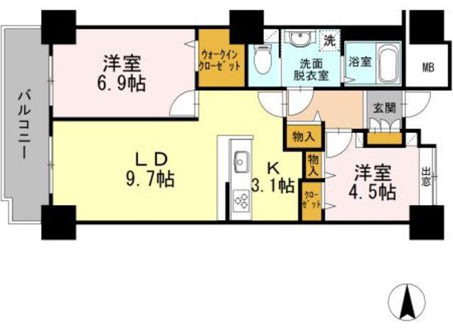品川シーサイドビュータワーI(2LDK/24階)の間取り写真
