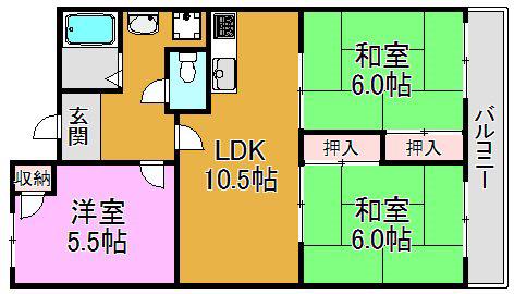 新家グランドハイツ(3LDK/2階)の間取り写真