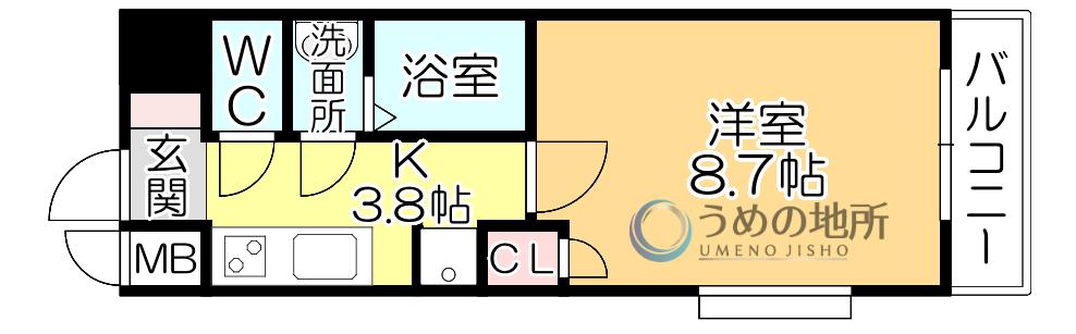 リファレンス久留米駅前(1K/5階)の間取り写真