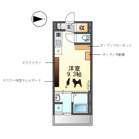 ソルチ歌里(ワンルーム/2階)の間取り写真