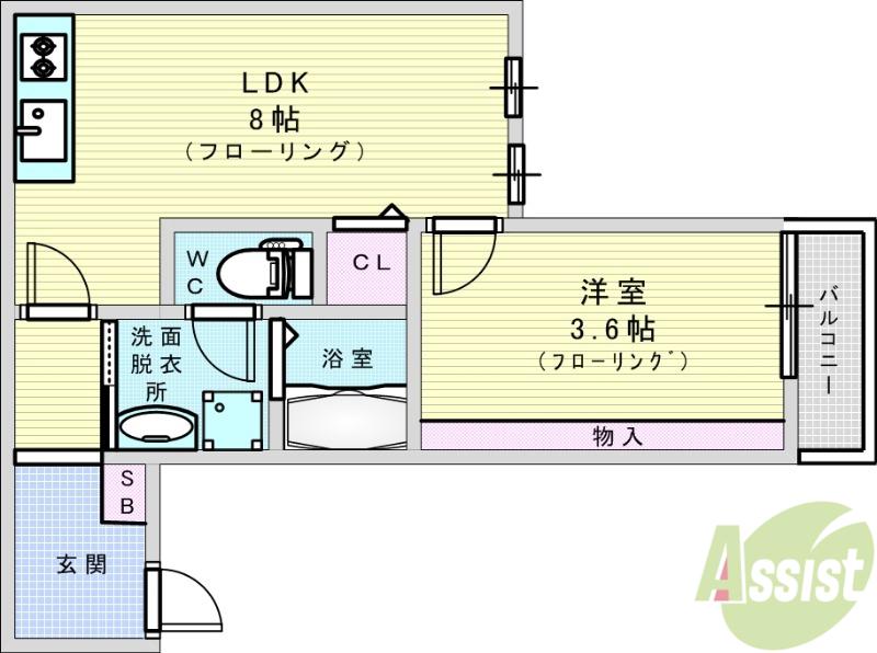リブレメゾン岸辺Ⅰ(1LDK/1階)の間取り写真