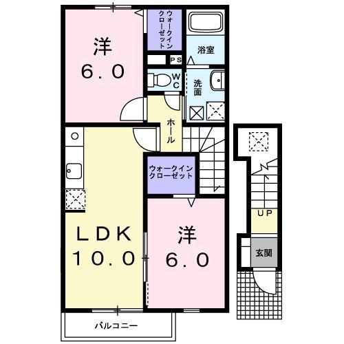 ラッキー・サンリットB(2LDK/2階)の間取り写真