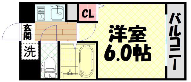 ヴィラージュ元町(1K/4階)の間取り写真