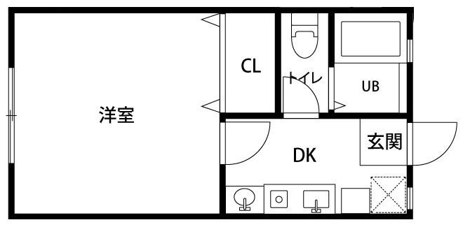 ドーム多摩O棟(1DK/1階)の間取り写真
