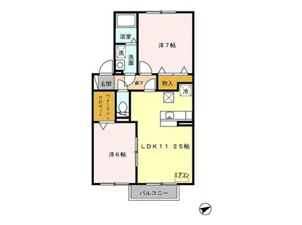 ヴェルドミール(2LDK/1階)の間取り写真