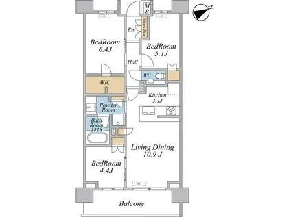 ザ・パークハウス四谷若葉レジデンス(3LDK/6階)の間取り写真