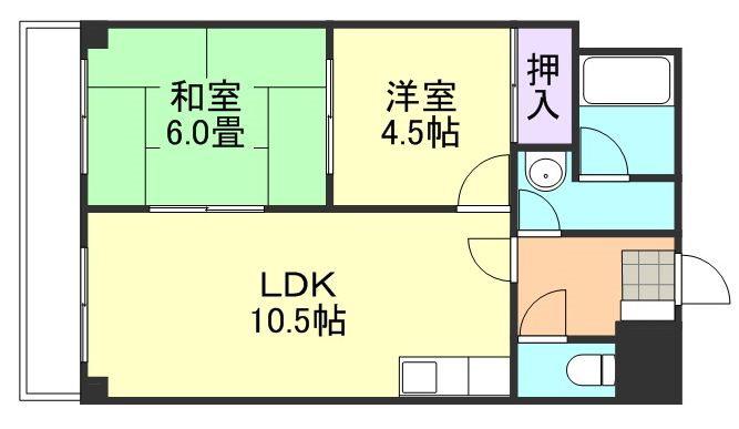 ベネフィス白楽町(2LDK/6階)の間取り写真