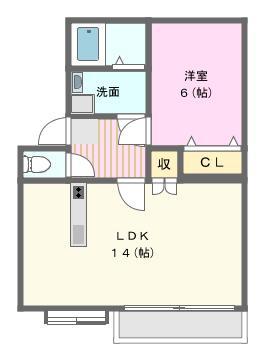 コスモスハイツA(1LDK/2階)の間取り写真